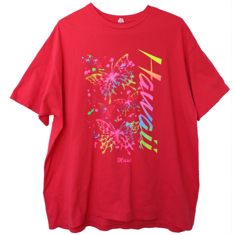 Vintage Maui Hawaii Neon Butterfly Graphic T-Shirt